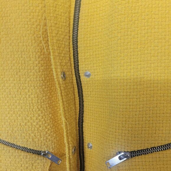 Zara Size 5 Womens  Cotton  Linen Blend Bohemian Jacket Yellow Tweed 20" Length - Picture 8 of 8